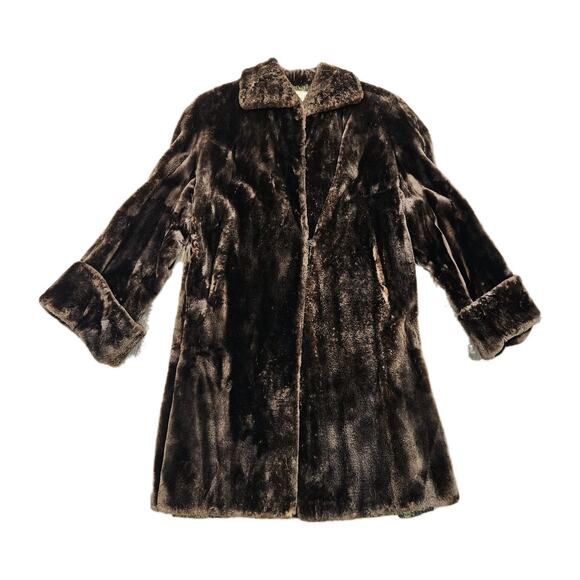 Vintage Long Fur Coat Women L Leither Brothers USA Made Brown Old Money Mov Wife - Picture 1 of 11